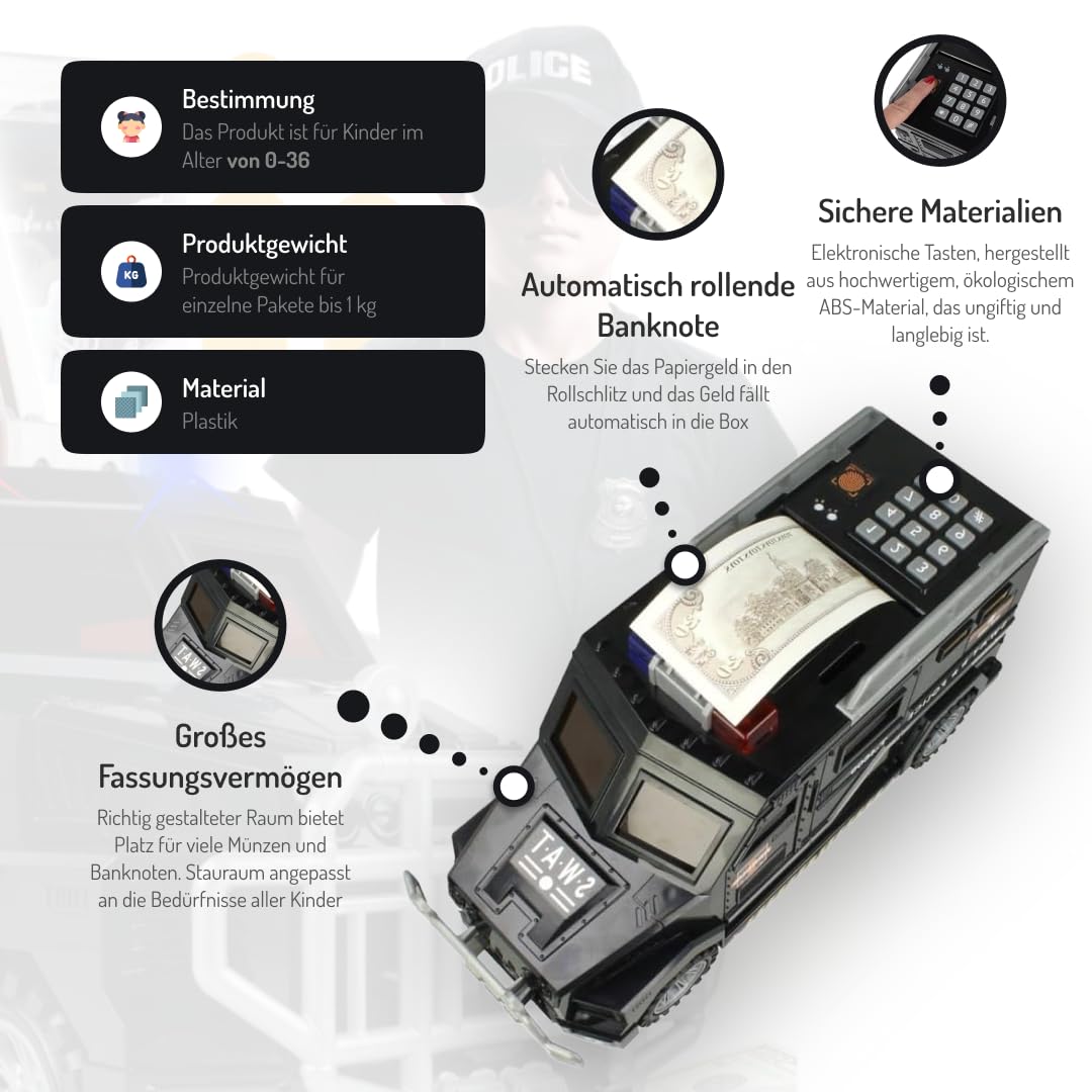 COIL Elektronische spaarpot, spaarpot, mini-kluis, automaat, pincode