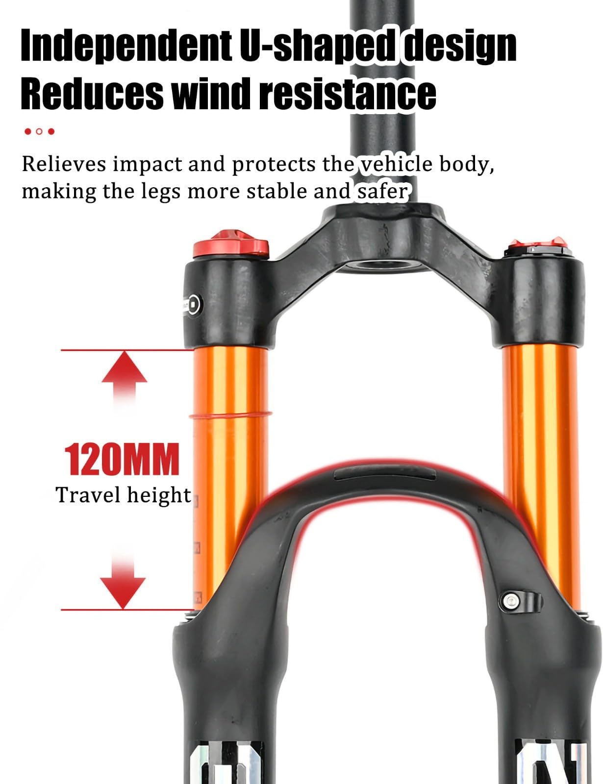 Widelec amortyzowany MTB 26/27,5/29, amortyzator ze stopu aluminium, podróż 120 mm, 28,6 mm prosta rura/stożkowa, ręczna blokada podróży, 9 mm QR XC przedni widelec do roweru górskiego