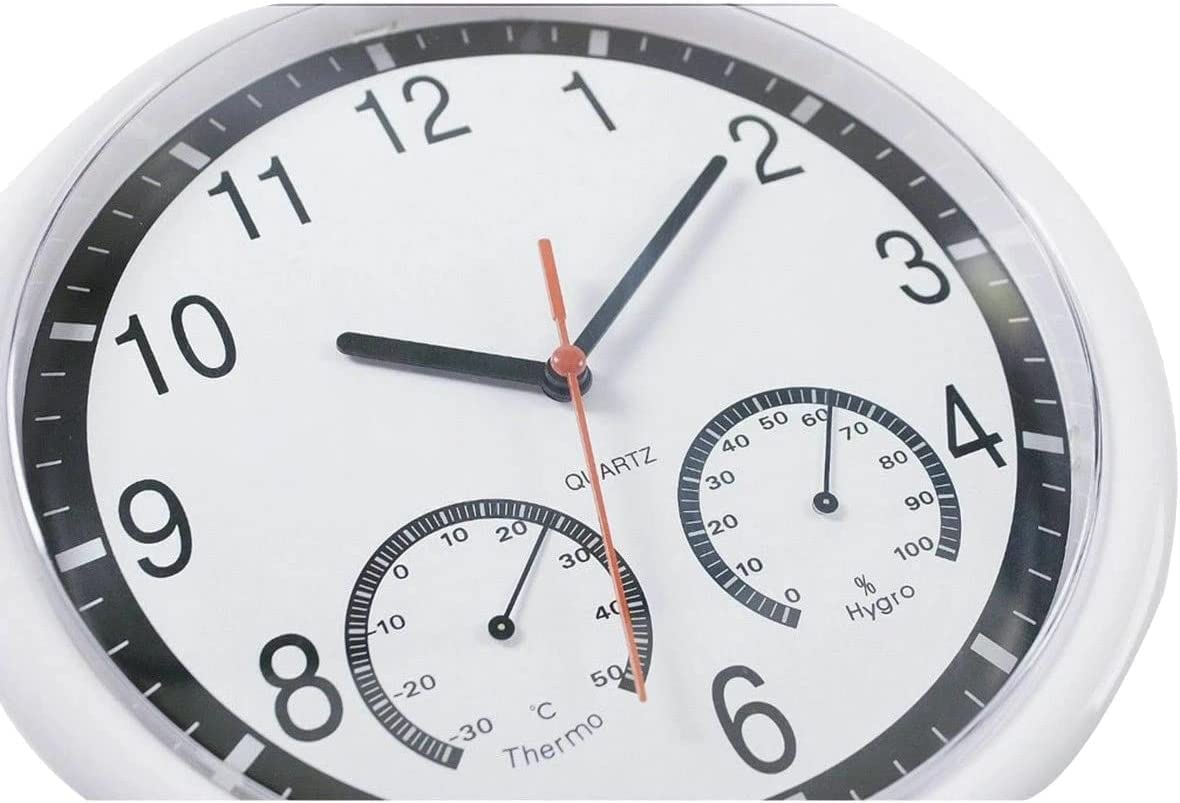 Horloges Murales Pendule Murale Quartz Horloge Murale Silencieux Précis Thermomètre Humidité Intérieur Extérieur Piscine Patio Décor À La Maison Horloge Murale