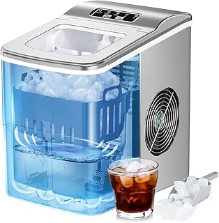 Techomey Bullet Ice Maker Countertop, 26 lbs/24h, 9 Ice in 6mins, Home Ice Machine, Energy Efficient Portable Chewable Min...
