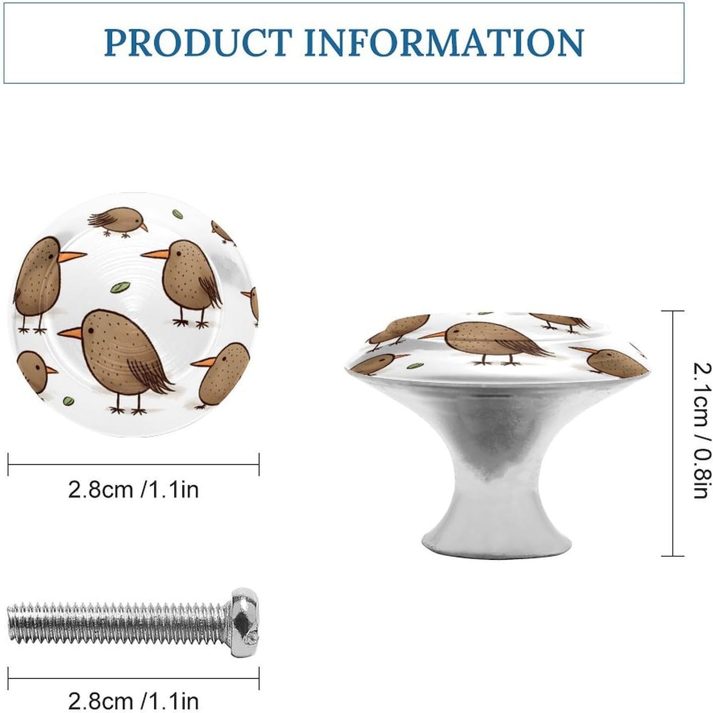 Cabinet Handles Round Drawer Pulls Kiwi Birds Cute Dresser Knobs for Cabinets and Drawers Handle Kitchen Cabinet Pulls for Bathroom Cupboard Drawers Cabinet Pulls for Kitchen Door