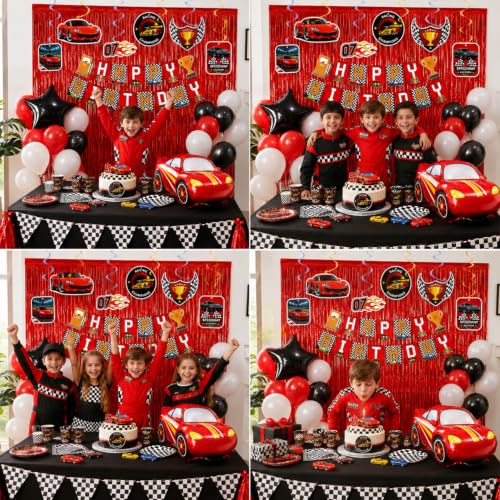 Image of 47 Pcs Race Car Theme Birthday Decoration Set, for Kids Party