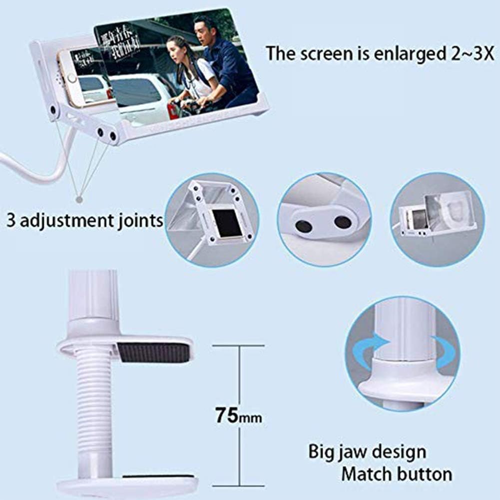 Magnifying Glass 3D Screen Magnifier Smartphone Stereoscopic Projection Mobile Phone Enlarger Movie Video Amplifier Bracket Desktop Foldable Stand Holder Anti-Radar Black W (Black)