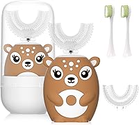 Vista 11 de Cepillos de dientes eléctricos para niños, en forma de U, cepillo de dientes automático sónico con 4 cabezales de cepillo, seis modos de limpieza
