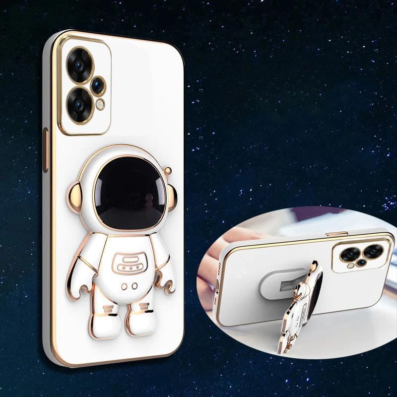 Image of for Realme 9 Pro Plus | Realme 9 / Narzo 50 Pro 5G Case Cute 3D Astronaut Stand Design Camera Protection Shockproof Soft Back Cover for 9 Pro Plus | Realme 9 / Narzo 50 Pro 5G (White)