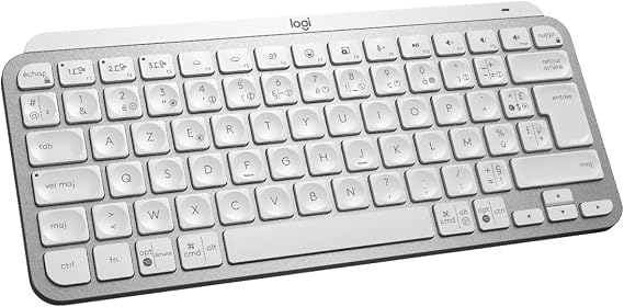 Logitech MX Keys Mini - Backlit Keyboard Bluetooth Keyboard Windows MacOS iPadOS Android ChromeOS French AZERTY Layout - Pale Grey Bulk - Without Packaging
