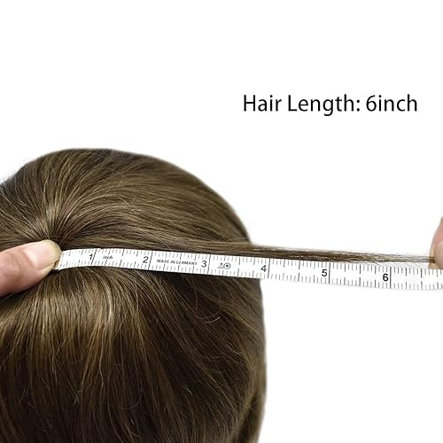 Miniatura 6 de Toupee - Sistema de pelo sintético para hombres, reemplazo completo de pelo de polietileno para hombres (8 x 10 pulgadas, 5 marrón claro mediano)