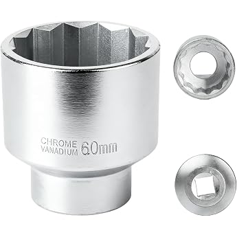 Socket 60 mm 3/4 Inch 12-Point Socket for Keys 3/4 60 mm for Key CR-MO One Inch Behind Whtie