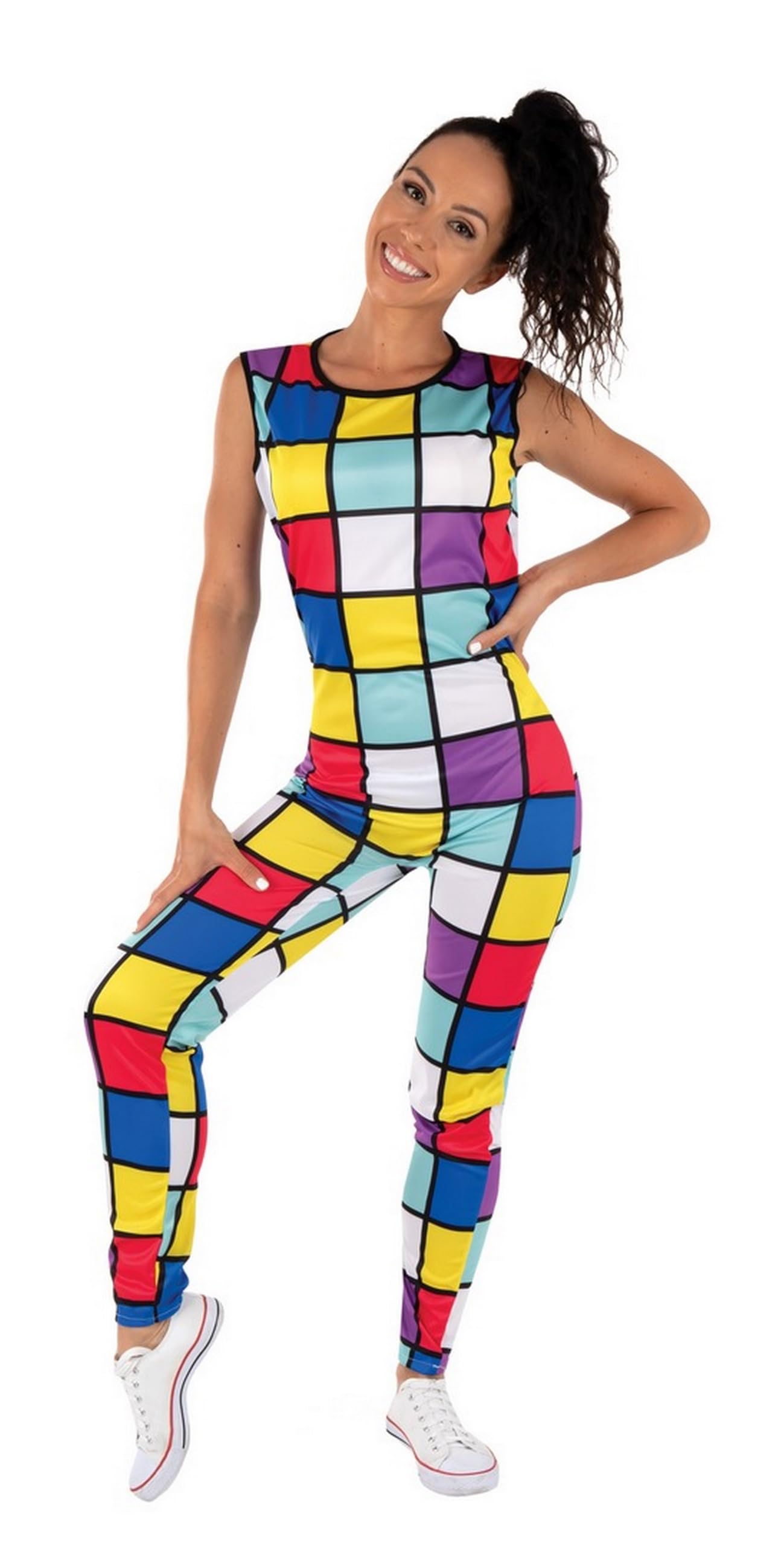 P'tit Clown 22675 Neon Jumpsuit - Adult - S/M Fancy Dress, Multicolored, S-M