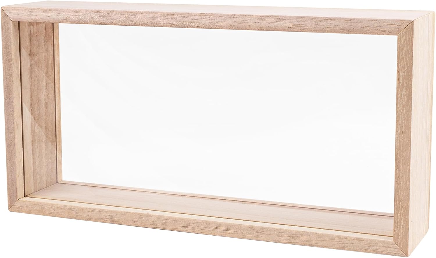 Framendino, Rectangle Shadow Box Wooden Photo Frame 10x5 Inch Double-Sided Display Case for Flowers Pictures Bouquet Medals