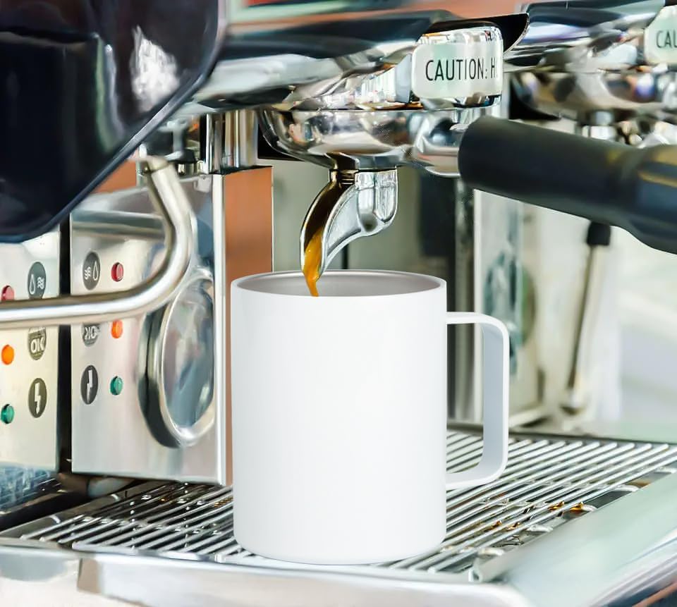 Miniatura 5 de Paquete de 2 tazas de café con tapa hermética, tazas blancas de sublimación de 12 onzas, taza de viaje de acero inoxidable aislada de doble pared,