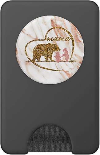 Miniatura 8 de Enchufe de oro rosa con diseño de oso de mamá con 2 cubos de corazón para regalos  PopSockets agarre y soporte para teléfonos y tabletas Black