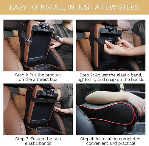 Miniatura 5 de MeiBoAll - Cojín para reposabrazos de automóvil, espuma viscoelástica para apoyabrazos de auto, con funda de almacenamiento universal para la