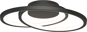 artika Salto 15W LED Modern Swirl Flush Mount Ceiling Light Fixture, Matte Black - Ideal for Bedroom, Hallway, Kitchen - 700 Lumens, 2700-3300-4500 Kelvin, No Bulb Required