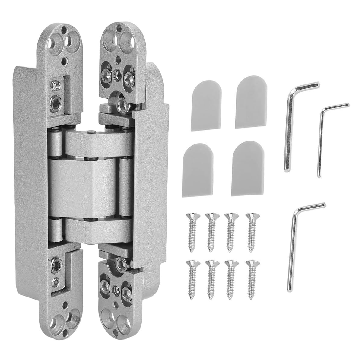 Nicear Hidden Door Hinge Invisible Concealed Hinges 180 Degree Adjustable Cross Hidden Hinge for Cabinets and Doors Suitable for 35mm to 850mm Doors Silver Color