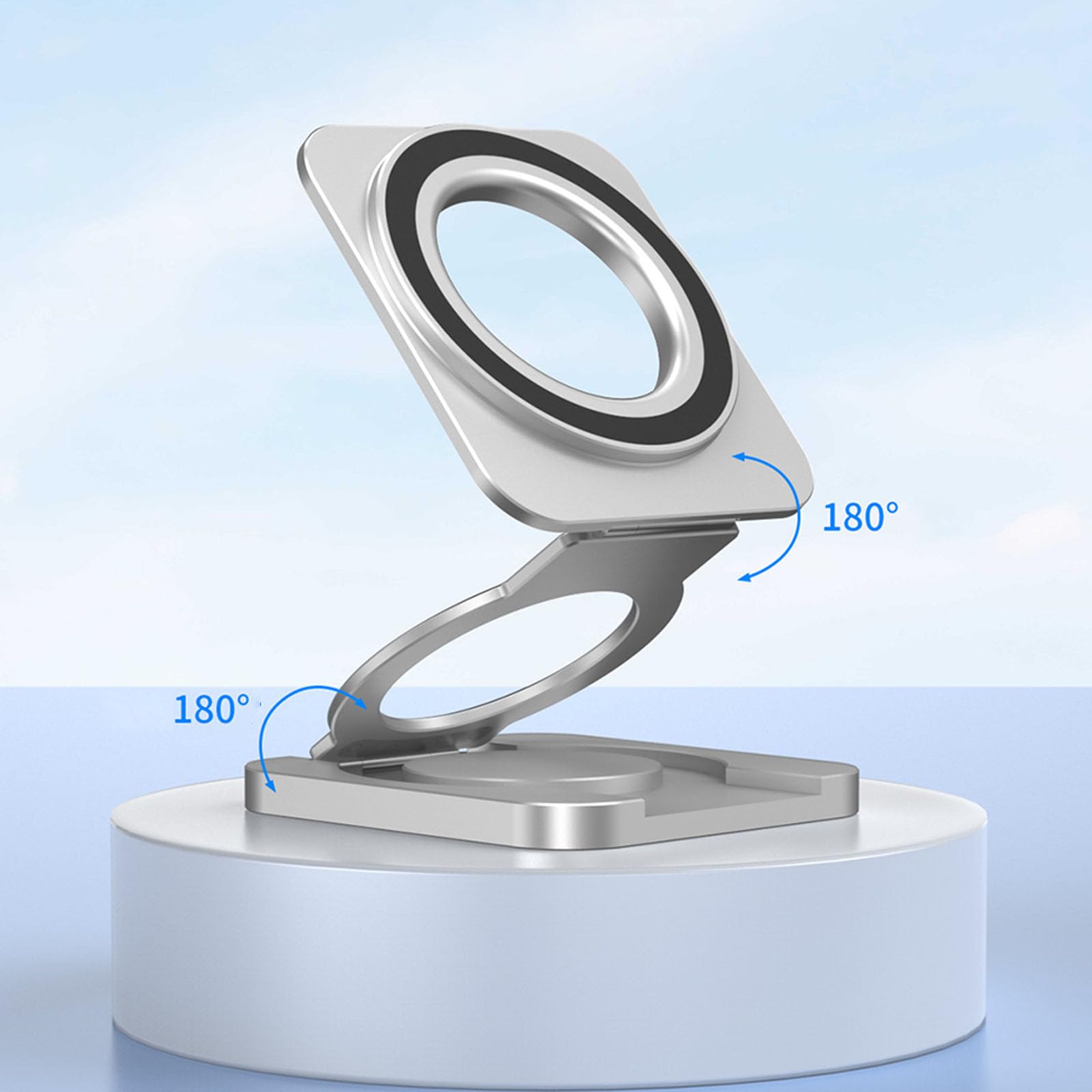 Soporte de teléfono ajustable de 360 grados, doble cara, plegable, muy delgado, apto para todos los teléfonos inteligentes, soporte de aluminio para teléfono