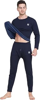 OOSHIN UK Mens Thermal Signature Set (Upper + Lower) |Cotton Rich | Fit to Comfort | Extra Warme in Side Layer | Authentic... Price In India