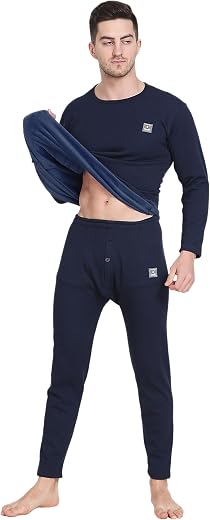 OOSHIN UK Mens Thermal Signature Set (Upper + Lower) |Cotton Rich | Fit to Comfort | Extra Warme in Side Layer | Authentic...