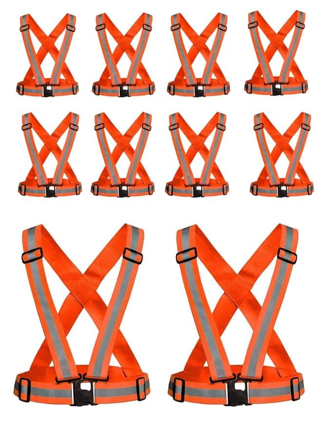 Rahul Professionals High Visibility Protective Safety Reflective Vest Belt Jacket, Night Cycling Reflector Strips Cross Belt Stripes Adjustable Safety Jacket(Pack of 10). (B0CMQTLFSB) Amazon Price History, Amazon Price Tracker