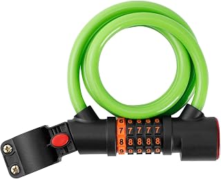 Coiled Bike Lock Cable - Anti-Theft Combination Lock with Password,Multiple Light Models Anti-Theft Accessories for Mountain Bikes, Road Bikes, Electric Bicycles, Scooter Gesuter