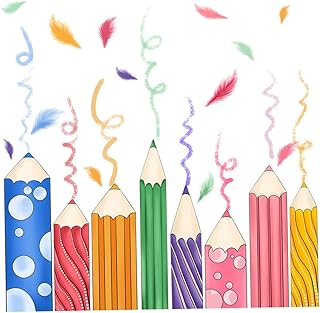 VILLFUL Adesivos de parede para quarto de lápis, adesivos de números para crianças, adesivos de números, decoração de quarto de crianças, decalques de parede de sala de aula, adesivos de parede de berçário, adesivos de parede de quarto de crianças, giz de cera de PVC