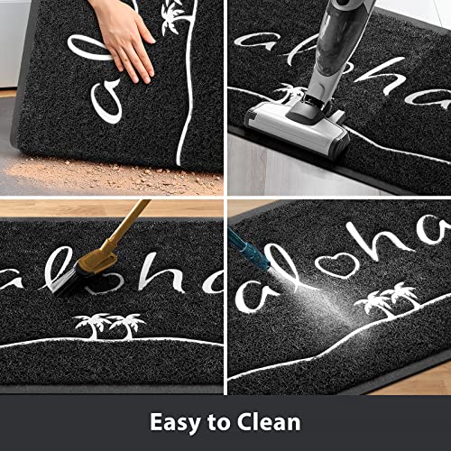 Aloha Door Mat Welcome Mat Inside Outside Home Floor Mat Low-Profile Indoor Outdoor Mats For Entryway High Traffic Areas Patio Garage Porch Rugs, Black, 30"X17.5" #TOP4