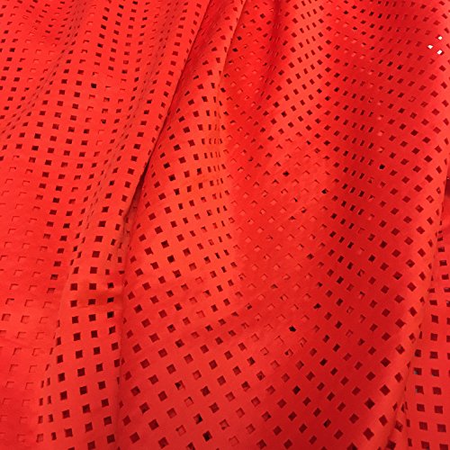 4 mm Square Laser Cut on Stretch Techno Polyester Spandex Fabric (Coral)