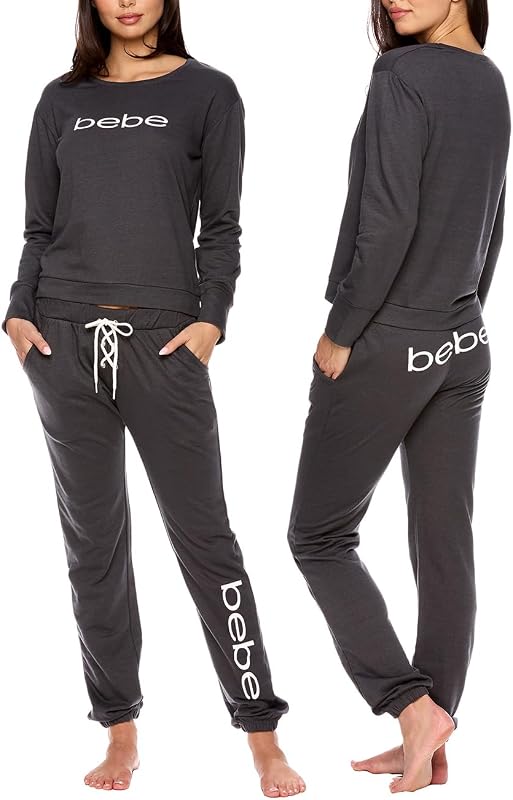 Womens Pajama Sets - French Terry Pajamas Long Sleeve Pullover Top and PJ Pants with Pockets - Sleepwear for Women