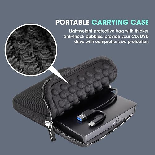 Miniatura 6 de ROOFULL Unidad externa de CD y DVD con puertos USB 3.02.0Tipo-C y ranura para tarjeta SD, lector de grabador de grabador portátil para CDDVD ROM