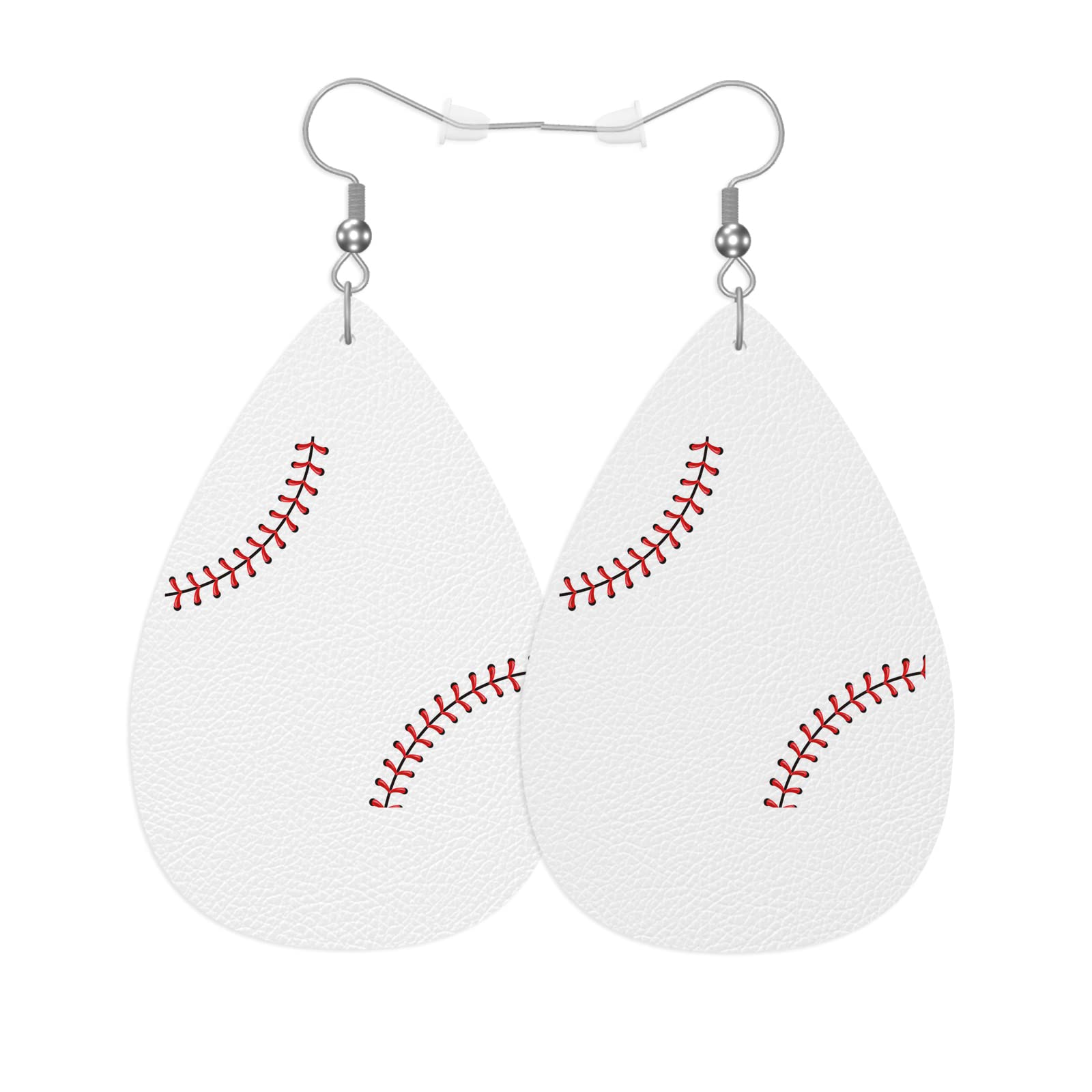 Faux Leather Baseball Teardrop Earrings For Women - Lightweight Dangle Leaf Earrings, No Gemstone - View #6