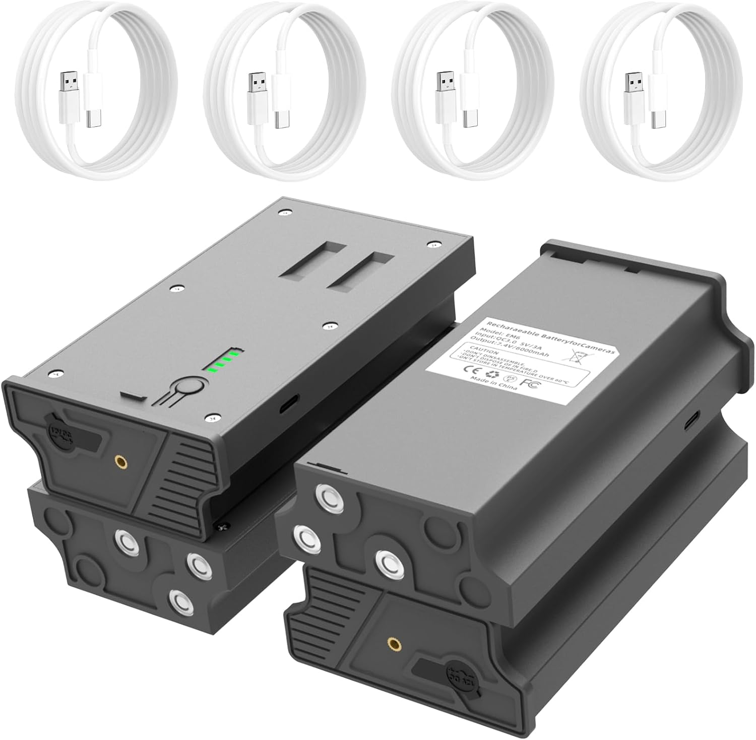 4-Pack High Capacity Battery Compatible with Tactacam Reveal Cellular Camera X Gen 3.0, Pro 3.0, Ultra, SK, XB, 6.0Ah 7.4V Long Lasting Lithium Ion Battery Pack for Outdoor Hunting