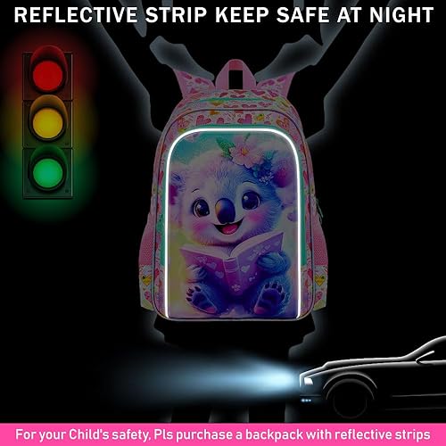Miniatura 2 de gxtvo Mochila Koala de 3 piezas para niñas, bolsa de libros para niños de 16 pulgadas con lonchera, bolsa escolar resistente al agua para niños