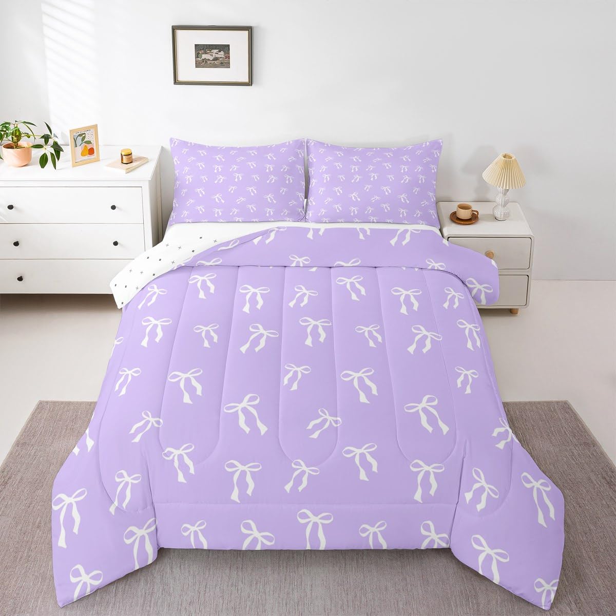 Homewish Kawaii Bowknot podwójna poszewka na kołdrę i poszewka na poduszkę zestaw