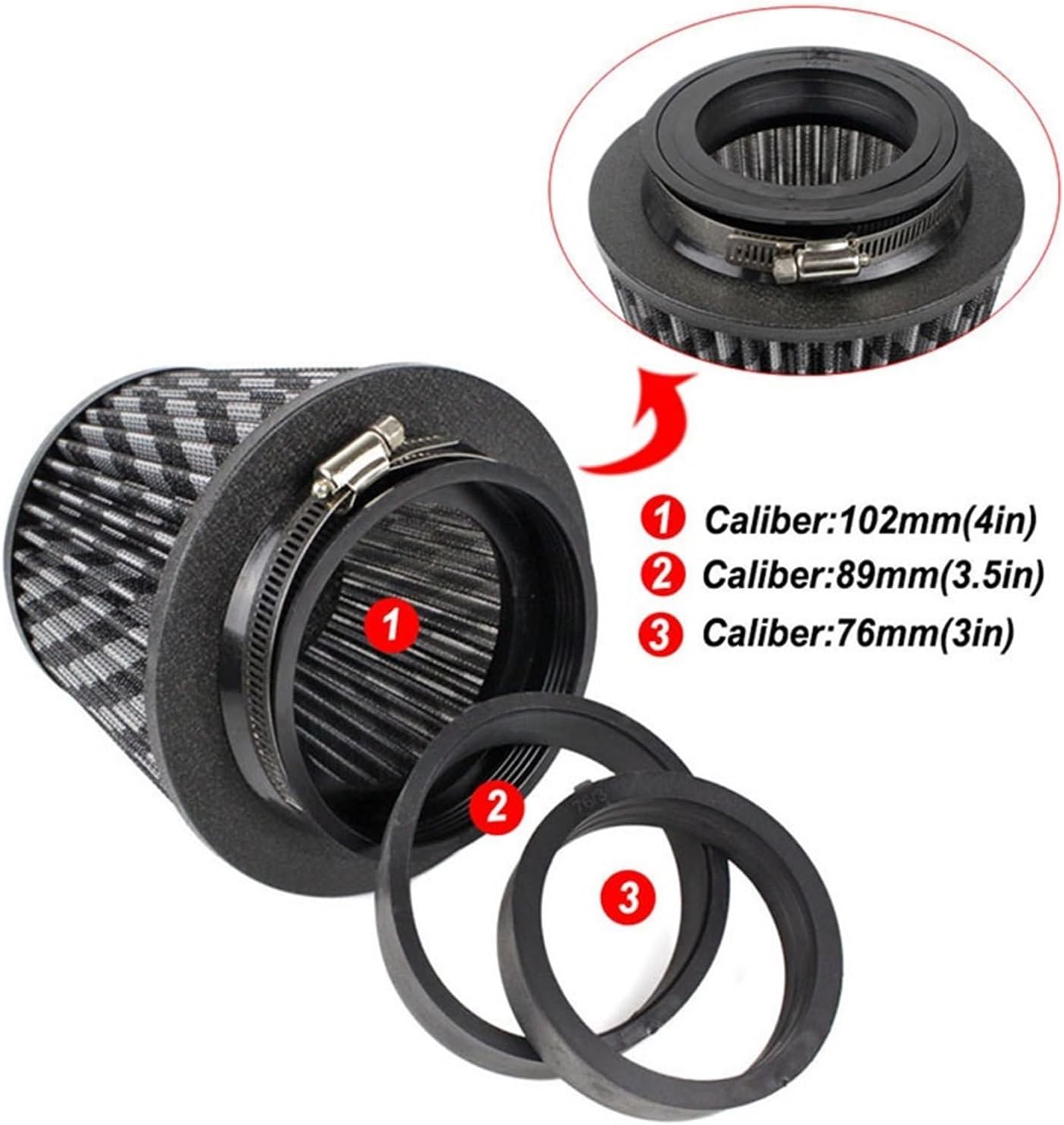 Universal Sport Air Filter 76mm 89mm 102mm Racing High Flow JDM(Blue)