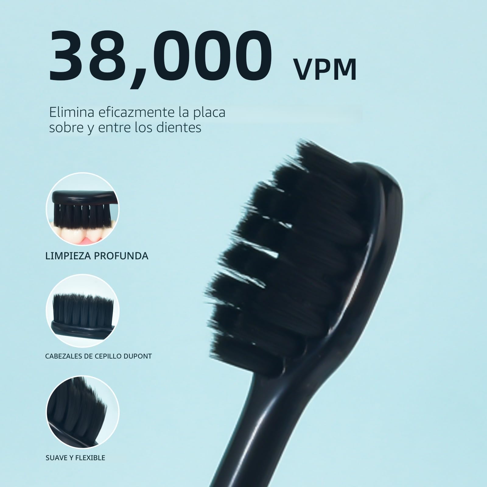 Cepillo de dientes eléctrico sónico, cepillo de dientes recargable con 6 cabezales de cepillo Dupont, con temporizador inteligente de 2 minutos, 5 modos con blanqueamiento dental, regalo para la