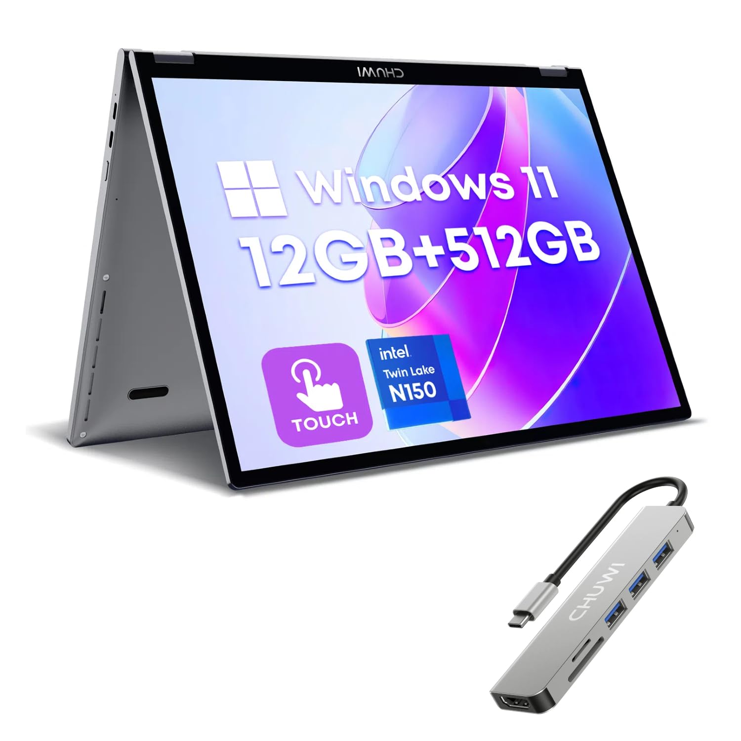 [2点セット]CHUWI MiniBook X N150＋Lexar SSD CHUWI MiniBook X Laptop Tablet 2 In 1 Intel N150/N100 10.51