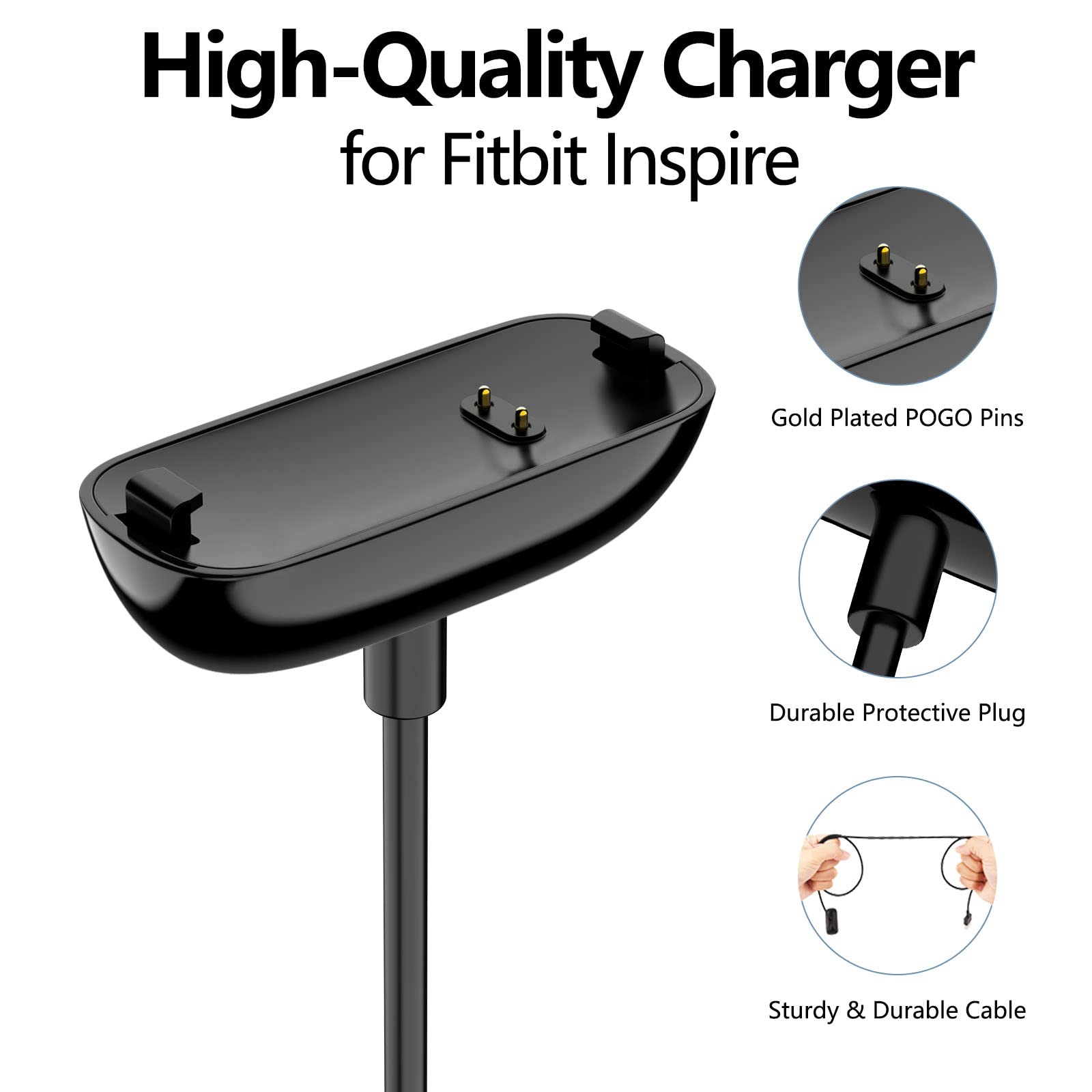 Vancle Charger Cable for Fitbit Inspire 2 / Ace 3, Replacement USB Charging Cradle Dock Stand Cable for Fitbit Inspire 2 (50cm) - Image 3