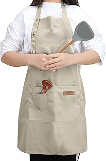 Kitchen Cooking Aprons for Women Men with Pockets Canvas Server Apron