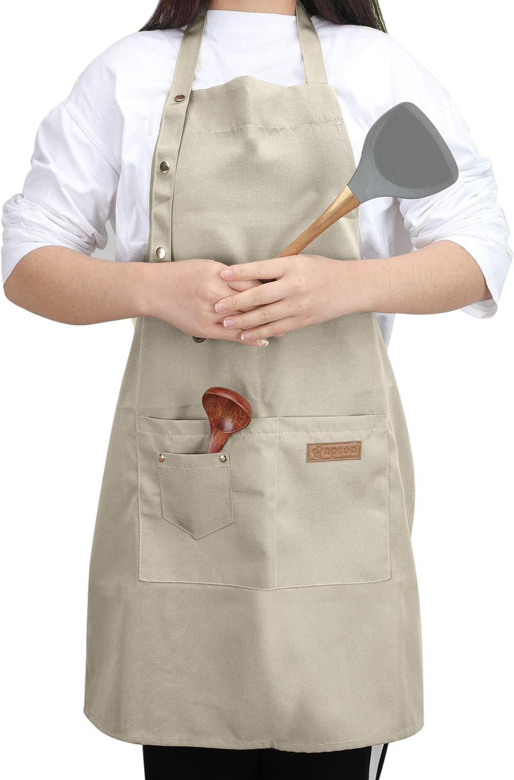 Kitchen Cooking Aprons for Women Men with Pockets Canvas Server Apron