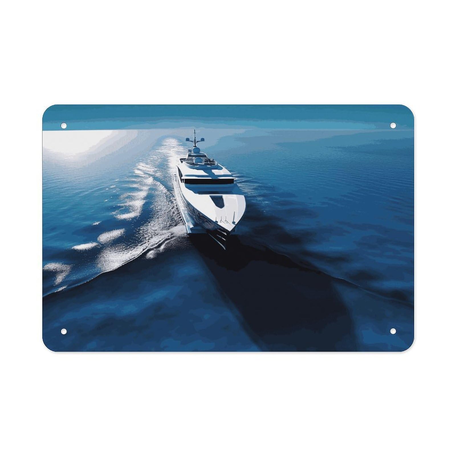 LDGSUPH Yacht Metal Tin Sign Wall Art Prints Folded Edge Iron Sheet Painting with Holes for Wall Prints Decorative Picture Metal Signboard Decor Painting Wall Decor
