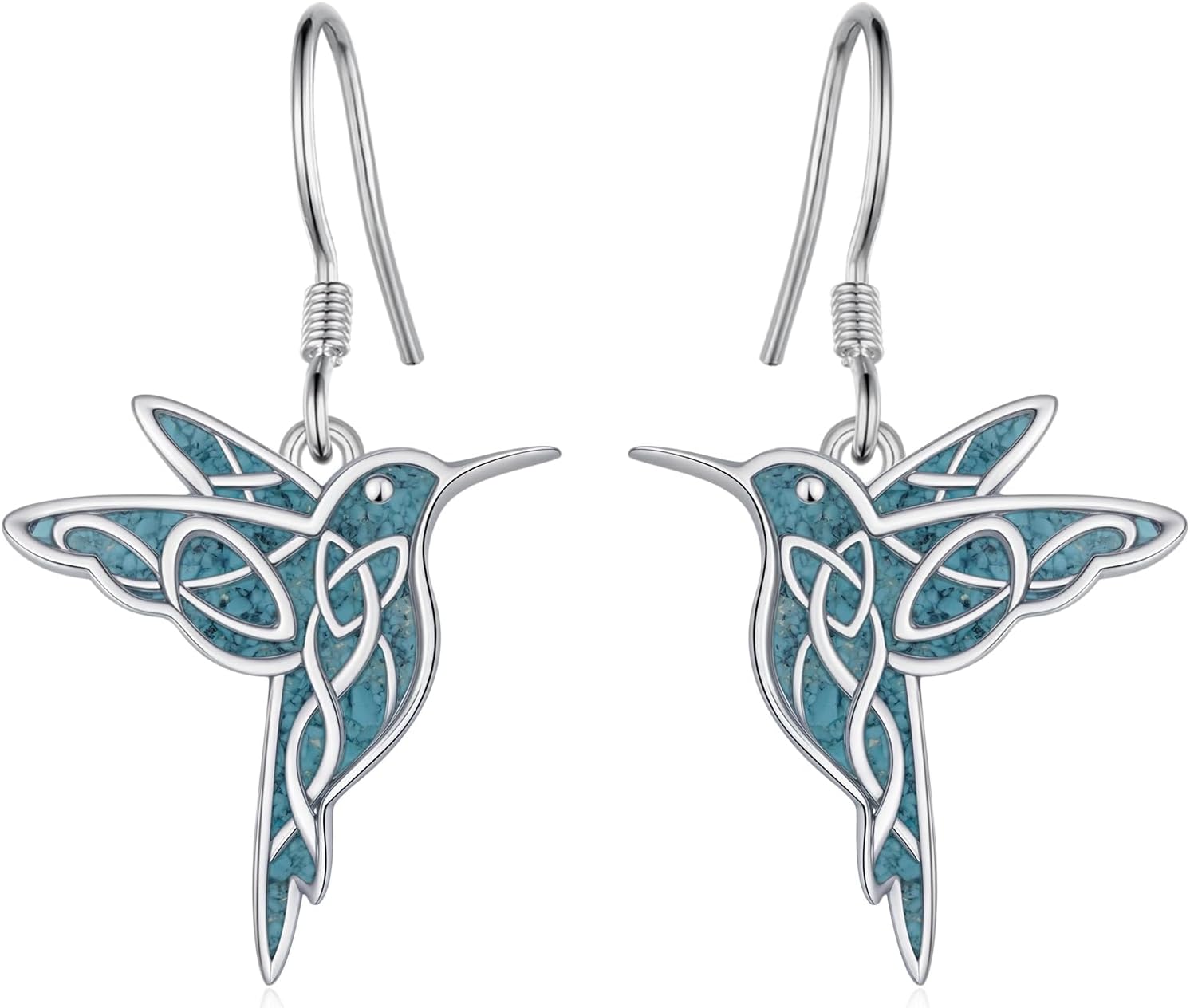 TYSO Hummingbird Earrings 925 Sterling Silver Hummingbird Turquoise Dangle Drop Earrings Jewelry Gifts for Women