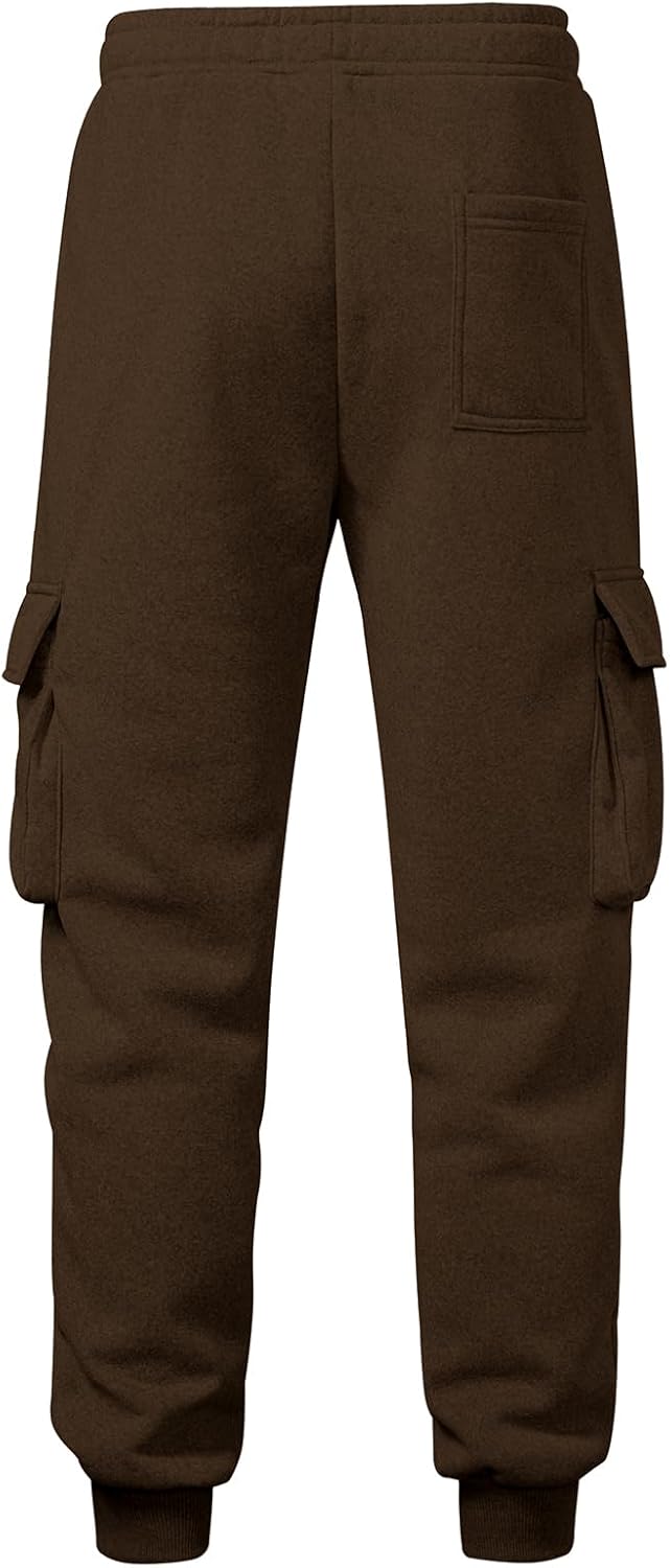 A WATERWANG Men's Fleece Cargo Sweatpants Casual Cotton Tapered Drawstring Athletic Workout Joggers Sweat Pants with Pockets - Image 5