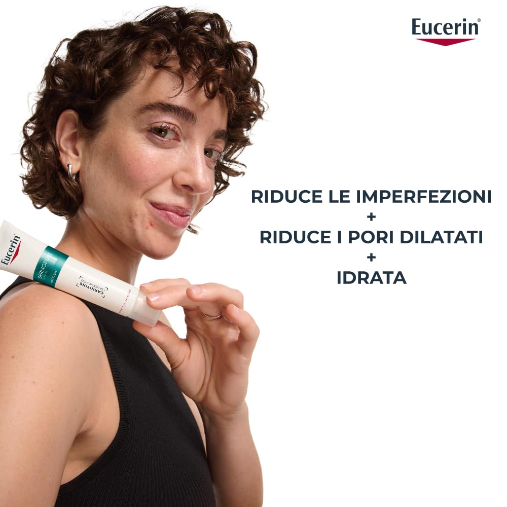 Eucerin DermoPure Clinical Fluido Opacizzante 40 ml, Crema opacizzante viso per 8h effetto mat, Crema viso pelle grassa e acneica con Acido Salicilico e Carnitina anti-imperfezioni e pori dilatati