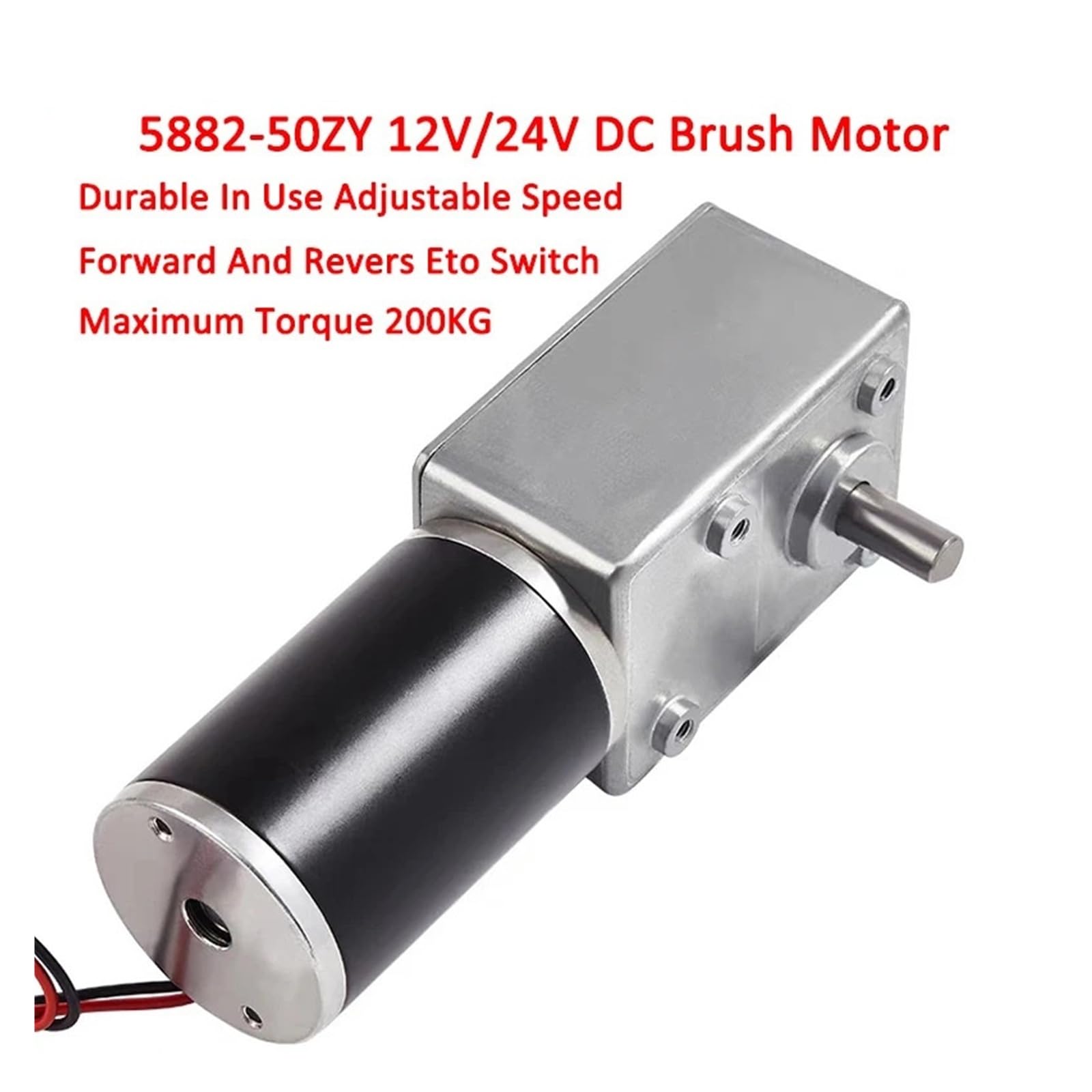 Motore elettrico CC a vite senza fine turbo 5882-50ZY, coppia elevata, controllo a bassa velocità, 12 V, 24 V per serratura per porta da garage con tavolo rotan(Single Motor,3RPM_12V)