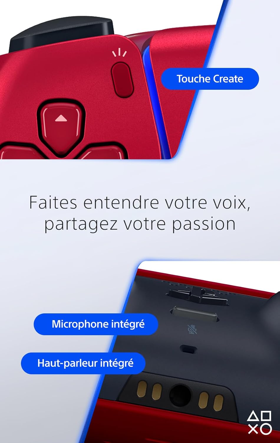 Sony Manette PS5 officielle DualSense Volcanic Red – Sans fil, retour haptique, gâchettes adaptatives, micro et batterie rechargeable - Description