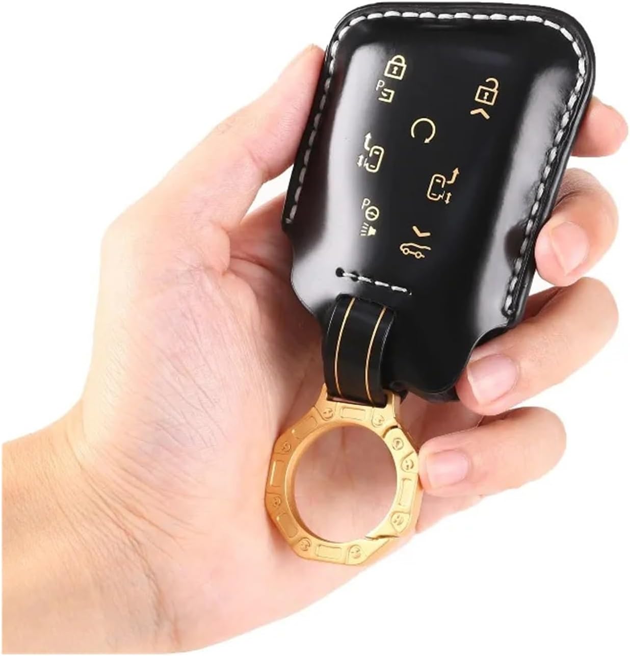 Genuine Leather Key Case Cover Protective Shell Bag Keychain Compatible with Buick Century 2023 Car Accessory(Style A)