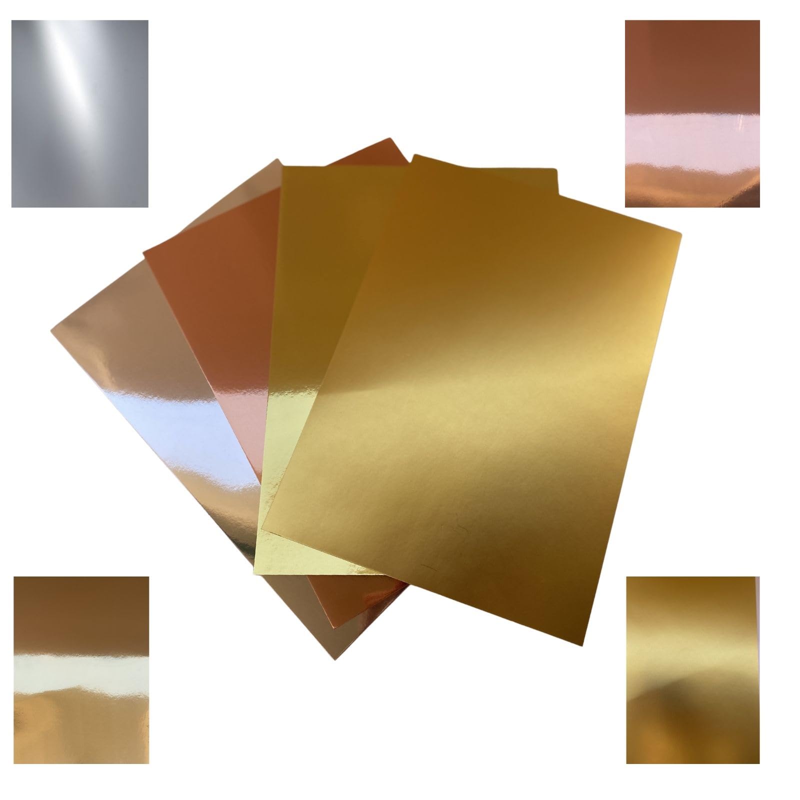Cartoncino Specchiato Oro A4 - 20 Fogli Da 250g, Effetto Metallizzato Per Fai Da Te E Artigianato - Foto 8