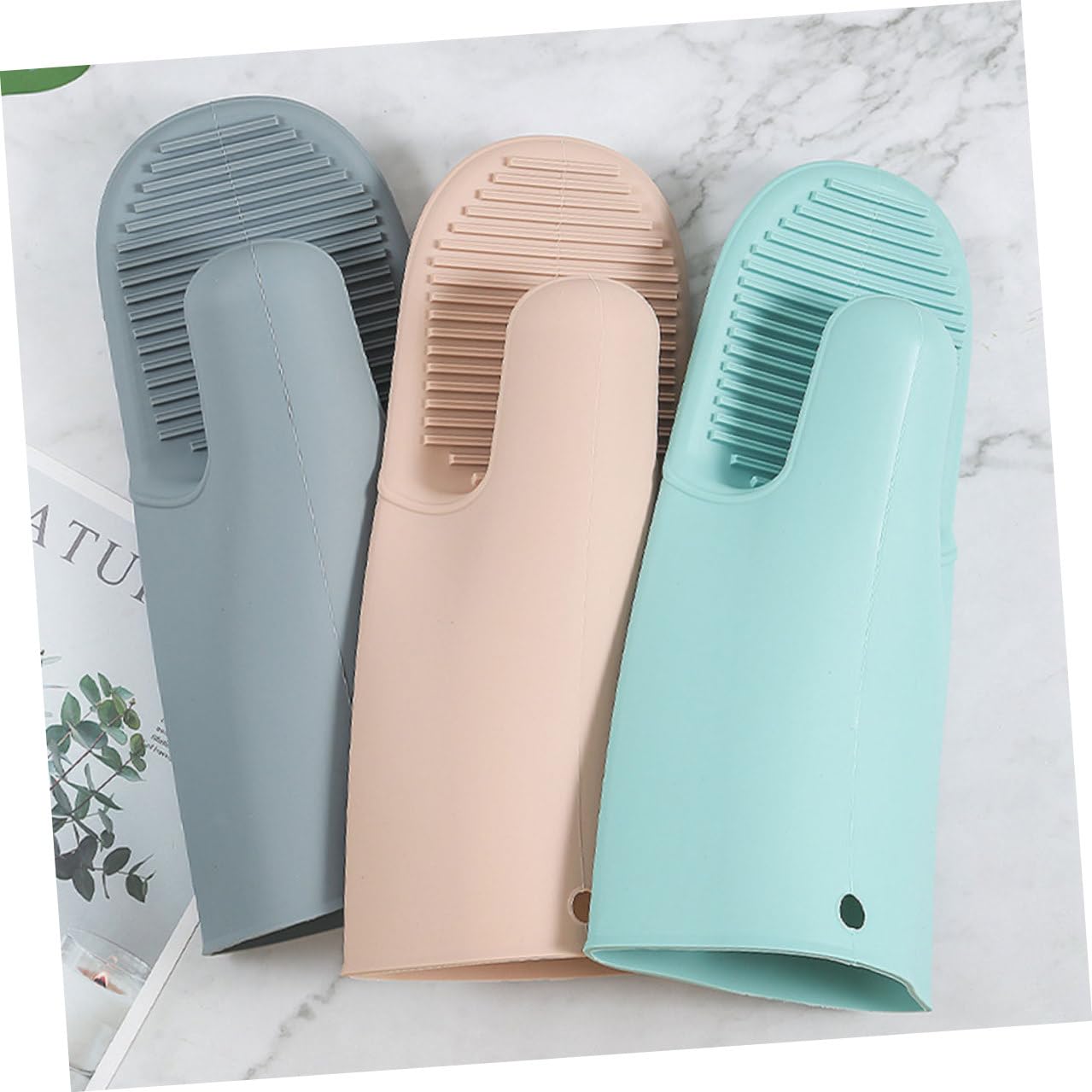 Hemobllo Guanti da Forno in Silicone Antiscivolo, Resistenti al Calore e Spessi, Protezione la Cucina Quotidiana e Grigliate, Lavabile e Flessibile