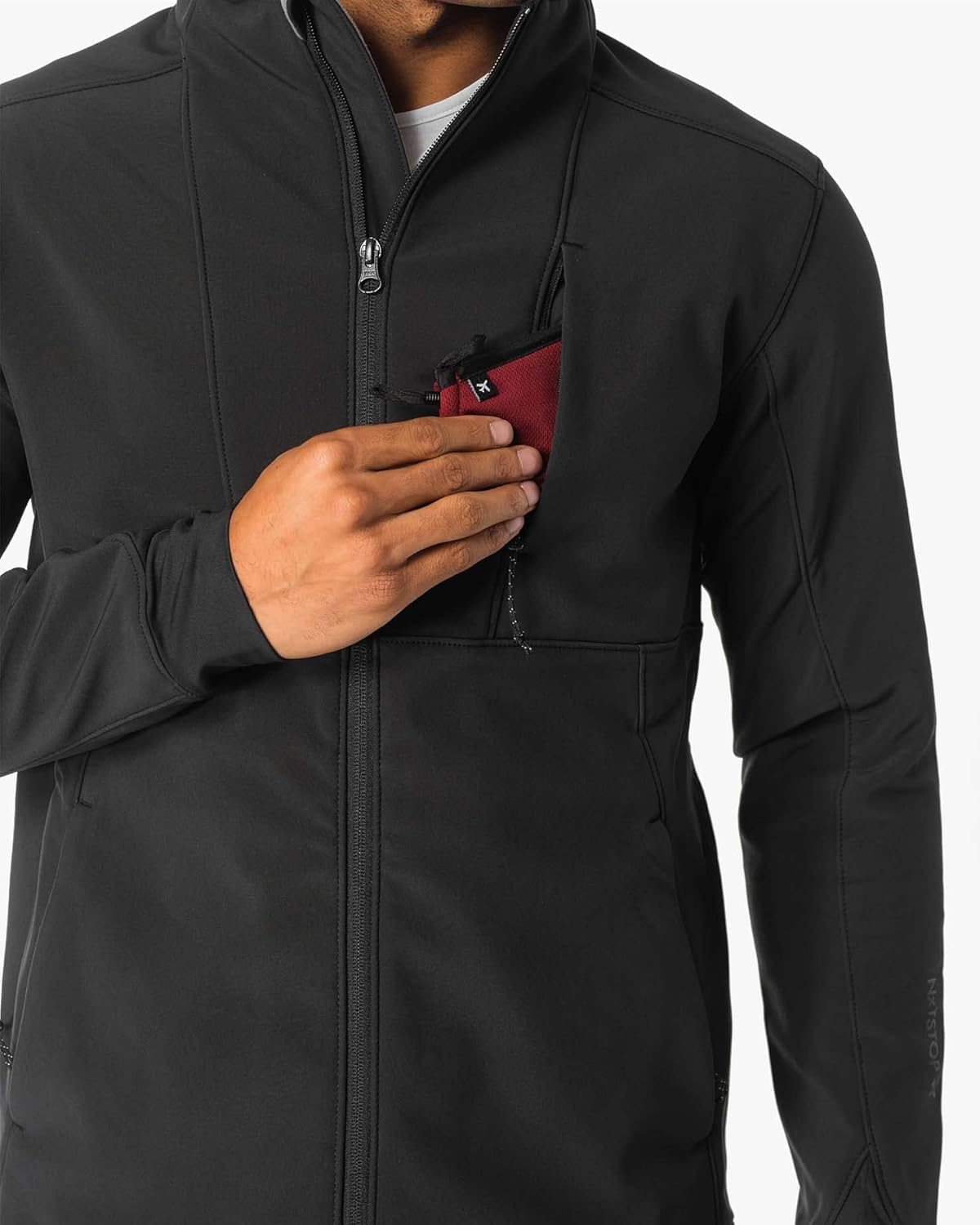 NxTSTOP Men's Lightweight Water Resistant Jacket - Softshell, Fleece Lining Black/M Travleisure - Travel, Office, Outdoors in Fall, Winter, Spring, Summer