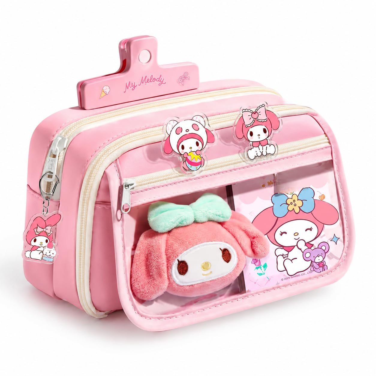 Panda Pencil Case,Cute Design Large Capacity with Transparent Window, Includes Panda Doll and Stickers (Cream Yellow) — Amazon image 8
